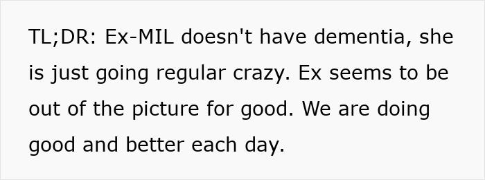Text block discussing ex-mother-in-law acting irrationally and woman calling CPS on daughter's ex-husband over tattoo issue.