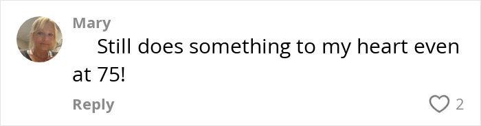 Comment from Mary praising the famous '80s rockstar's shirtless performance at age 75, expressing admiration.