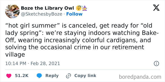 Funny mom post about canceled summer plans and staying indoors with colorful cardigans and cozy activities shared on social media.