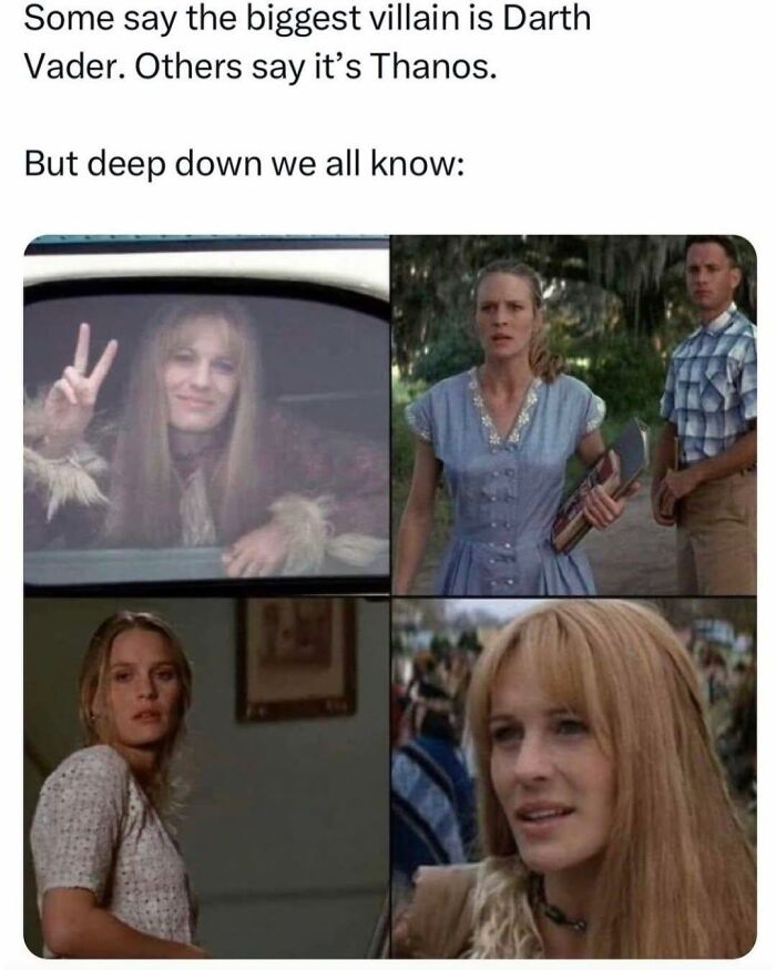 Funny meme comparing villains, featuring stills from a movie highlighting a lesser-known villain in a humorous post.