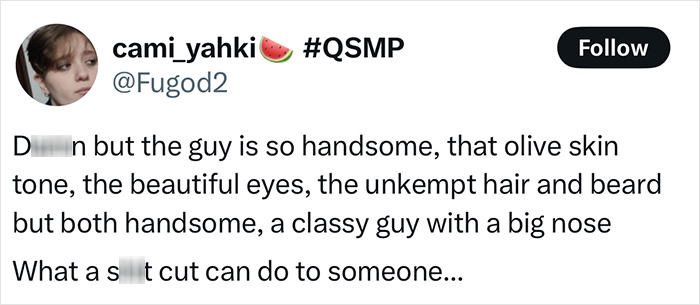 Tweet discussing a homeless man's makeover, mentioning unkempt hair and beard, and reaction to barber's controversial haircut.