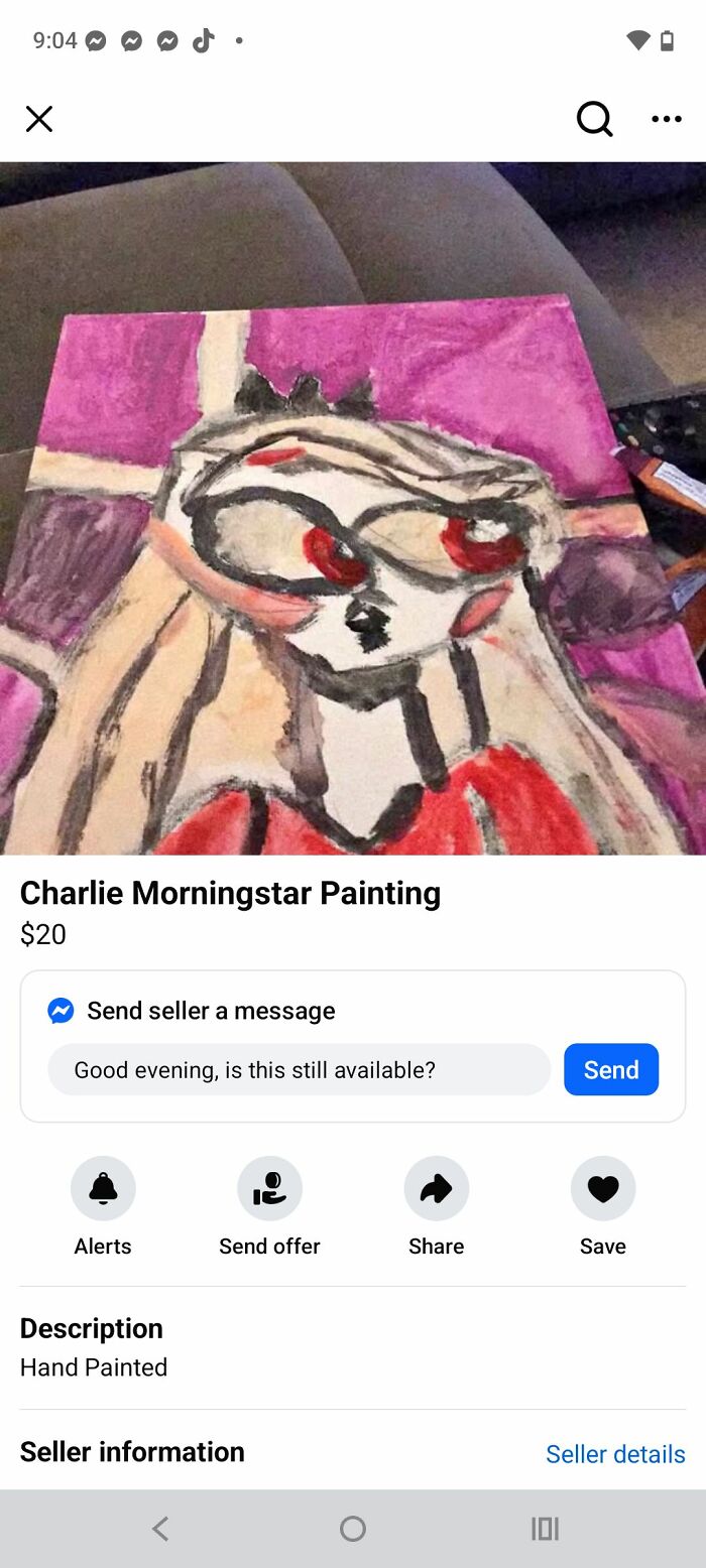 Abstract hand-painted DIY project with distorted face and bold colors, featured among horrendous craft shaming examples.