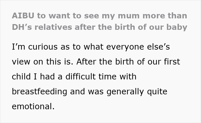 Husband Bothered Wife Prefers Her Own Mom To Visit Her, Doesn’t Understand She’s There To Help Husband Bothered Wife Prefers Her Own Mom To Visit Her, Doesn’t Understand She’s There To Help