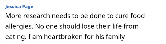 Jessica Page expressing heartbreak over college student losing life due to late night snack at home after graduation.