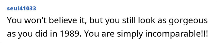 Fan comment praising sizzling pop star’s gorgeous look and timeless appeal since the 80s, admired at age 59. Fan comment praising sizzling pop star’s gorgeous look and timeless appeal since the 80s, admired at age 59.