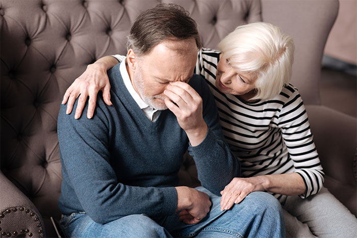 Elderly parents worried and comforting each other, reflecting on years of neglect and their son&rsquo;s emotional outburst.