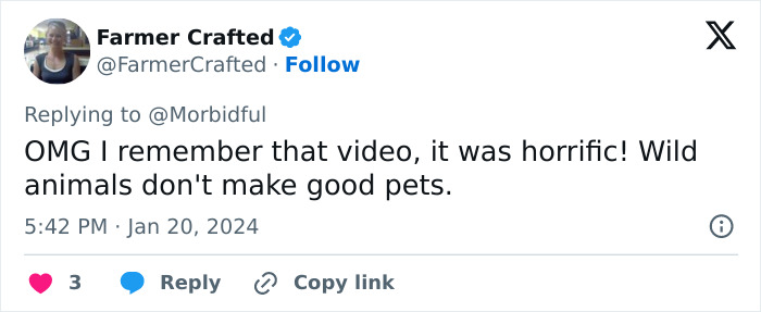 Tweet by Farmer Crafted expressing shock about a woman whose face was torn apart by chimpanzee and her face transplant story.