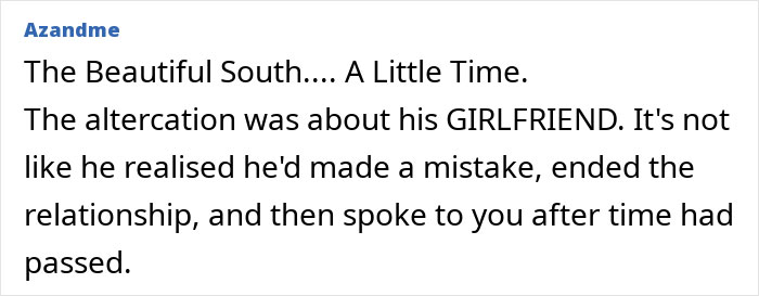 Text excerpt explaining a man's regret after leaving his wife following a hospital stay, focusing on his change of heart.