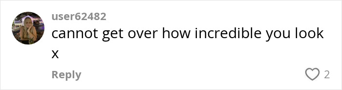 Comment praising a woman sharing her humiliating experience that motivated her weight loss journey of 88lbs.