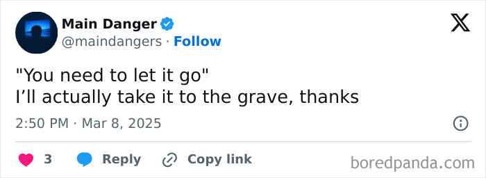 Screenshot of a funny mom post on social media with a humorous quote about holding onto things.