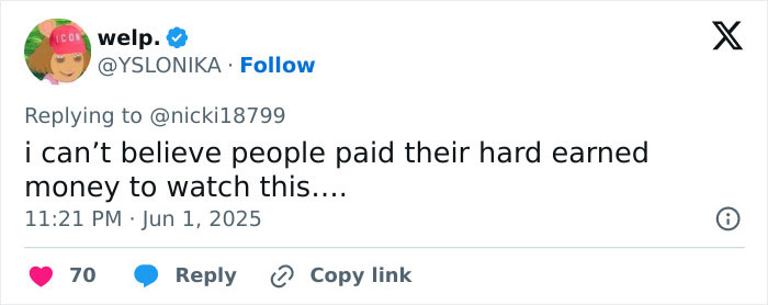 Tweet screenshot showing user expressing disbelief that people paid to watch Kesha's X-rated act involving a banana at Mighty Hoopla.