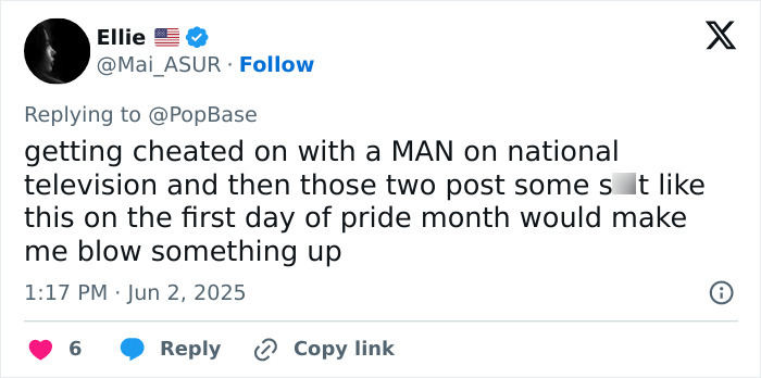 Screenshot of a Twitter reply discussing backlash on the first day of Pride Month about orientation and JoJo Siwa.
