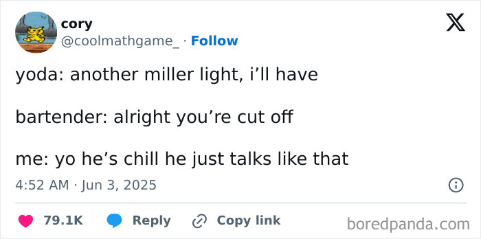 Tweet humor featuring a funny exchange, one of the best tweets that c*****d people up this June with high engagement.