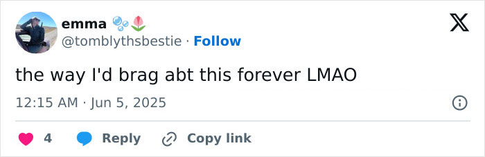 Tweet from user emma reacting humorously, related to Miley Cyrus taking a jab at ex-husband Liam Hemsworth. Tweet from user emma reacting humorously, related to Miley Cyrus taking a jab at ex-husband Liam Hemsworth.