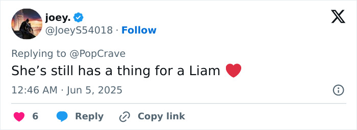 Screenshot of a tweet replying to PopCrave about Miley Cyrus and Liam Hemsworth, referencing a heated comment. Screenshot of a tweet replying to PopCrave about Miley Cyrus and Liam Hemsworth, referencing a heated comment.
