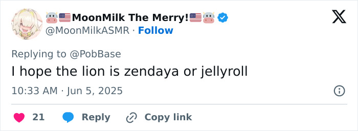 Screenshot of a Twitter reply discussing fan reactions to Taylor Swift as Dorothy in the new Wicked movie.