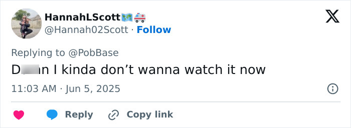 Twitter user HannahLScott responding with doubt about watching the new Wicked movie featuring Taylor Swift as Dorothy.