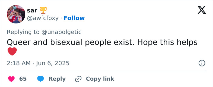 Tweet on queer and bisexual people, related to famous lesbians who have gotten boyfriends in a concerning trend discussion.
