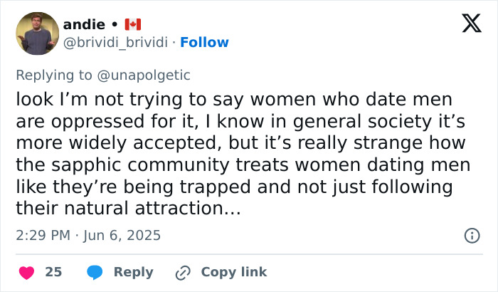 Screenshot of a social media post discussing the trend of famous lesbians dating men and its impact on the sapphic community.