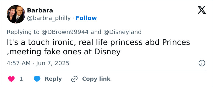 Tweet discussing Meghan Markle&rsquo;s Disneyland family post and backlash over pregnancy dance at Disney.