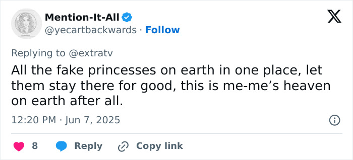 Screenshot of a tweet criticizing Meghan Markle&rsquo;s Disneyland family post and referencing backlash over a pregnancy dance.