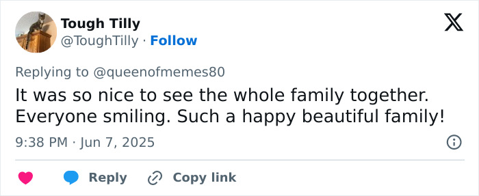 Screenshot of a social media reply praising Meghan Markle&rsquo;s Disneyland family post amid backlash over pregnancy dance.