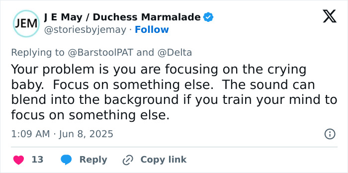 Tweet discussing a man's mid-flight meltdown over a screaming baby sparking a massive parenting versus passenger debate.