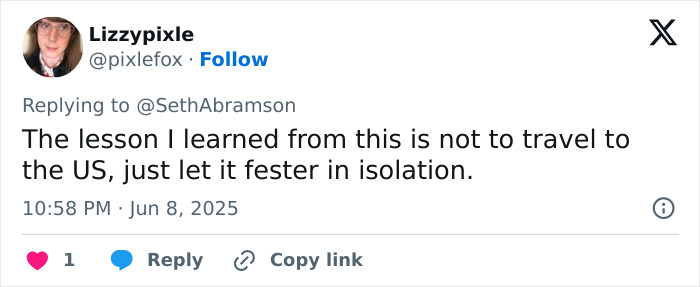 Twitter user Lizzypixle commenting about not traveling to the US amid claims of Khaby Lame detained by ICE. Twitter user Lizzypixle commenting about not traveling to the US amid claims of Khaby Lame detained by ICE.