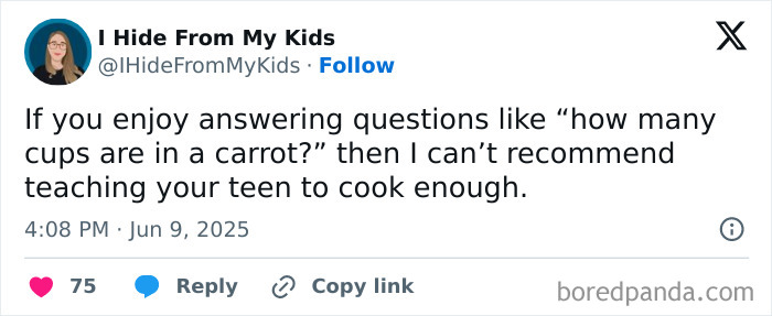 Parenting tweet humor about answering kids' funny questions, featured in funniest X posts about parenting collections.