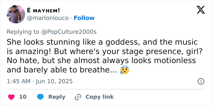 Tweet discussing Mariah Carey's performance and fan reactions related to Ozempic effects at the 2025 BET Awards.