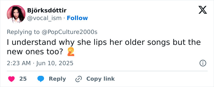 Twitter user questioning Mariah Carey's lip-syncing of both older and new songs during 2025 BET Awards performance.