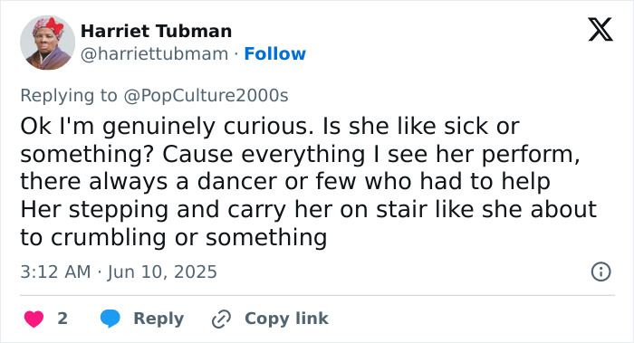 Social media post expressing concern over Mariah Carey's performance and Ozempic effects at 2025 BET Awards.