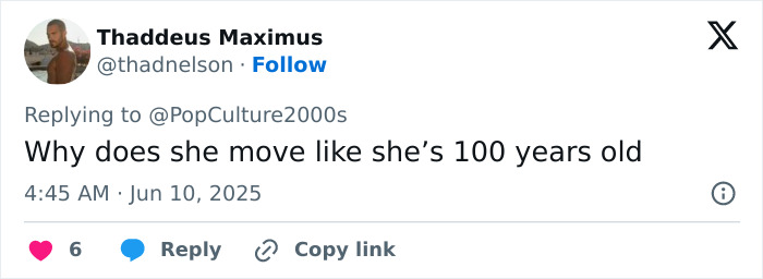 Tweet from Thaddeus Maximus questioning Mariah Carey's performance movements at the 2025 BET Awards amid Ozempic discussion.