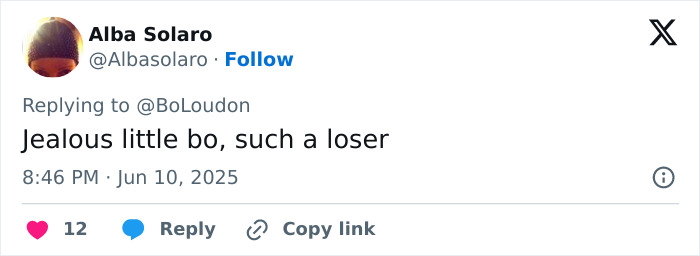 Tweet from Alba Solaro replying to @BoLoudon criticizing Barron Trump’s friend about Khaby Lame detained by ICE, calling him illegal alien. Tweet from Alba Solaro replying to @BoLoudon criticizing Barron Trump’s friend about Khaby Lame detained by ICE, calling him illegal alien.