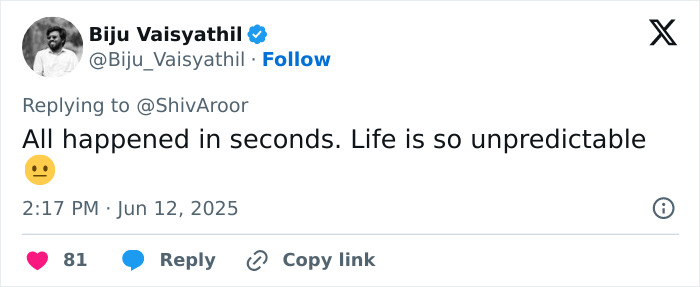 Screenshot of a tweet discussing unpredictable events shortly after a horrifying plane crash with unusual take-off spotted.