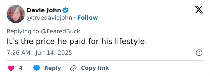 Tweet by user Davie John replying about the price paid for lifestyle in Justin Bieber’s wild exchange with paparazzi. Tweet by user Davie John replying about the price paid for lifestyle in Justin Bieber’s wild exchange with paparazzi.