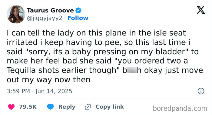 Tweet humor about a passenger’s funny excuse on a plane, featured in best tweets that c*****d people up this June.
