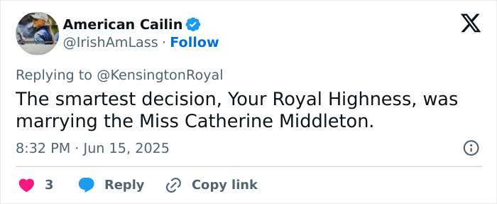 Tweet discussing Kate Middleton’s strict order to Prince Louis during Trooping The Colour event. Tweet discussing Kate Middleton’s strict order to Prince Louis during Trooping The Colour event.