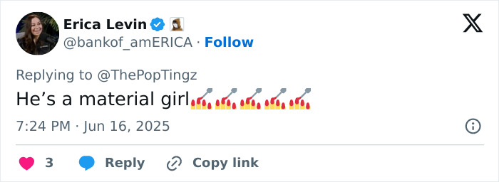 Screenshot of a tweet humorously reacting to the neopotism revelation involving Pope Leo XIV and Madonna.