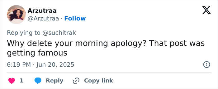 Tweet by a user questioning the deletion of an apology amid Air India crash miracle survivor controversy.