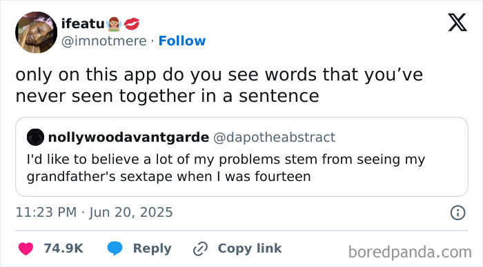 Screenshot of a humorous tweet from June showing one of the best tweets that c*****d people up this June.