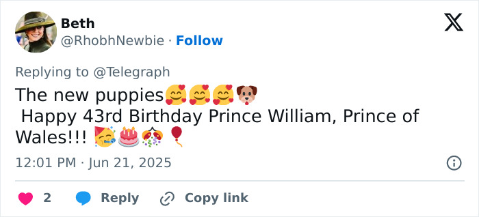 Kate Middleton shares cute puppy photo celebrating Prince William's 43rd birthday, honoring Diana's memory.