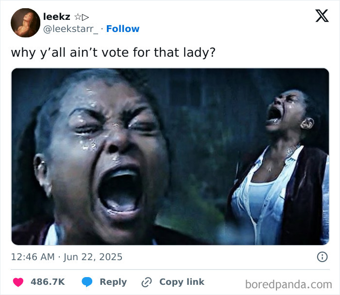 Emotional woman screaming in a dark setting representing one of the best tweets that c*****d people up this June.