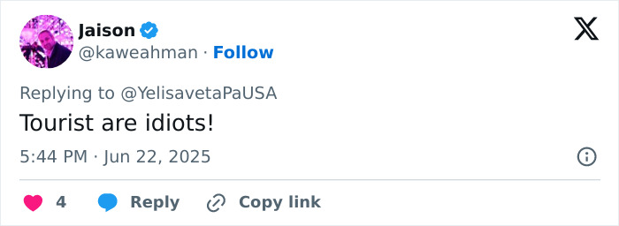 Tweet reacting to tourist sparks fury in Italy after ripping a hole in 18th century painting while taking selfie, calling tourists idiots.