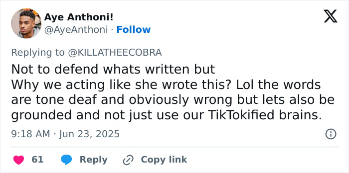 Tweet discussing fans calling Beyonc&eacute; tone deaf for wearing an offensive shirt during the Cowboy Carter tour controversy.