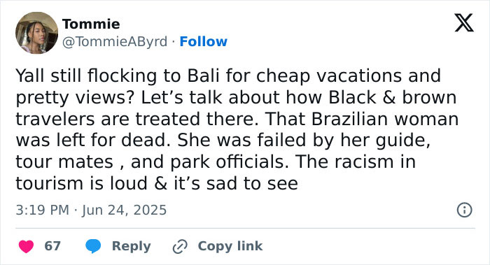 Tweet discussing disturbing claims about racism and abandoned tourists on volcano tours, sparking outrage over tour treatment issues. Tweet discussing disturbing claims about racism and abandoned tourists on volcano tours, sparking outrage over tour treatment issues.