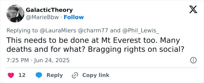 Tweet discussing safety concerns and deaths related to volcano tours and extreme adventure tourism risks. Tweet discussing safety concerns and deaths related to volcano tours and extreme adventure tourism risks.