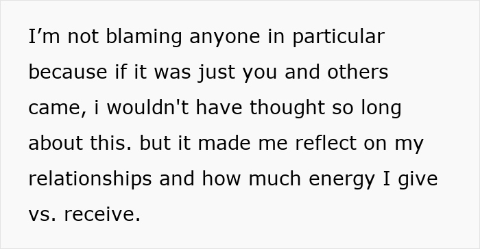 Text about reflecting on longtime friends and energy given versus received, related to ghost friend birthday thoughts.