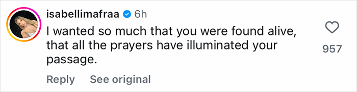 Instagram comment expressing hope for a tourist found alive, amid outrage over abandonment in active volcano incident.