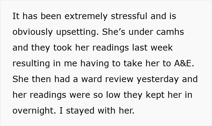 Text about a mom stressed and upset after dad leaves sick daughter in hospital while she stays overnight with her.